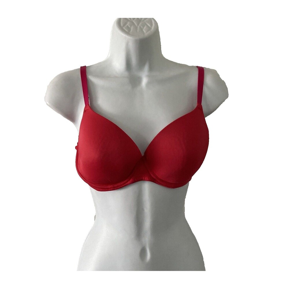 Victoria's Secret PINK Bra 32DD Wear Everywhere Lightly Lined Bra Red-Pink